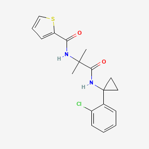 molecular formula C18H19ClN2O2S B3913711 N-(2-{[1-(2-chlorophenyl)cyclopropyl]amino}-1,1-dimethyl-2-oxoethyl)thiophene-2-carboxamide 