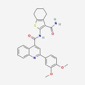 molecular formula C27H25N3O4S B3913759 N~4~-[3-(AMINOCARBONYL)-4,5,6,7-TETRAHYDRO-1-BENZOTHIOPHEN-2-YL]-2-(3,4-DIMETHOXYPHENYL)-4-QUINOLINECARBOXAMIDE 