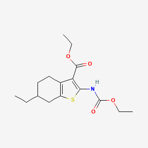 molecular formula C16H23NO4S B3914241 ethyl 2-[(ethoxycarbonyl)amino]-6-ethyl-4,5,6,7-tetrahydro-1-benzothiophene-3-carboxylate 