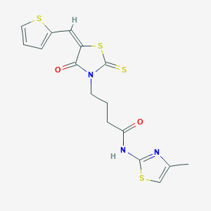 molecular formula C16H15N3O2S4 B3914283 N-(4-METHYL-1,3-THIAZOL-2-YL)-4-[(5E)-4-OXO-5-(2-THIENYLMETHYLENE)-2-THIOXO-1,3-THIAZOLIDIN-3-YL]BUTANAMIDE 