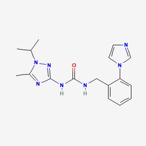 molecular formula C17H21N7O B3914342 N-[2-(1H-imidazol-1-yl)benzyl]-N'-(1-isopropyl-5-methyl-1H-1,2,4-triazol-3-yl)urea 