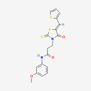 molecular formula C18H16N2O3S3 B3914419 N-(3-methoxyphenyl)-3-[4-oxo-5-(2-thienylmethylene)-2-thioxo-1,3-thiazolidin-3-yl]propanamide 