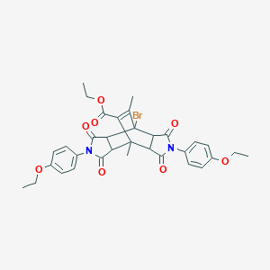 molecular formula C33H33BrN2O8 B391456 Ethyl 4-bromo-2,6-bis(4-ethoxyphenyl)-8,10-dimethyl-1,3,5,7-tetraoxododecahydro-4,8-ethenopyrrolo[3,4-f]isoindole-9-carboxylate 