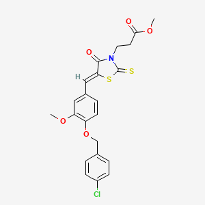 molecular formula C22H20ClNO5S2 B3914685 methyl 3-[(5Z)-5-{4-[(4-chlorobenzyl)oxy]-3-methoxybenzylidene}-4-oxo-2-thioxo-1,3-thiazolidin-3-yl]propanoate 