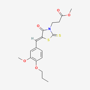 molecular formula C18H21NO5S2 B3914900 methyl 3-[(5Z)-5-(3-methoxy-4-propoxybenzylidene)-4-oxo-2-thioxo-1,3-thiazolidin-3-yl]propanoate 