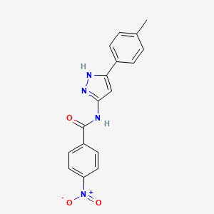 molecular formula C17H14N4O3 B3914949 N-[5-(4-methylphenyl)-1H-pyrazol-3-yl]-4-nitrobenzamide 