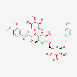 molecular formula C36H48O18 B039151 [(2S,3S,4S,5R,6R)-5-hydroxy-2-methyl-6-[[(2R,3S,4S,5R,6R)-3,4,5-trihydroxy-6-[2-(4-hydroxyphenyl)ethoxy]oxan-2-yl]methoxy]-4-[(2S,3R,4S,5R)-3,4,5-trihydroxyoxan-2-yl]oxyoxan-3-yl] (E)-3-(3,4-dimethoxyphenyl)prop-2-enoate CAS No. 122279-91-8