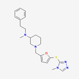 molecular formula C22H29N5OS B3915182 N-methyl-1-({5-[(4-methyl-4H-1,2,4-triazol-3-yl)thio]-2-furyl}methyl)-N-(2-phenylethyl)-3-piperidinamine 