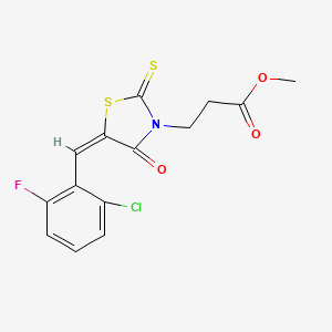 molecular formula C14H11ClFNO3S2 B3915232 methyl 3-[(5E)-5-(2-chloro-6-fluorobenzylidene)-4-oxo-2-thioxo-1,3-thiazolidin-3-yl]propanoate 