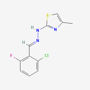 molecular formula C11H9ClFN3S B3915292 N-[(E)-(2-chloro-6-fluorophenyl)methylideneamino]-4-methyl-1,3-thiazol-2-amine 