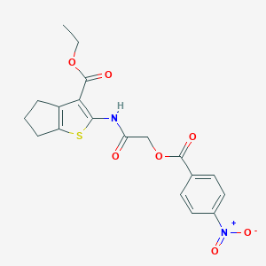 molecular formula C19H18N2O7S B391552 ethyl 2-{[({4-nitrobenzoyl}oxy)acetyl]amino}-5,6-dihydro-4H-cyclopenta[b]thiophene-3-carboxylate 