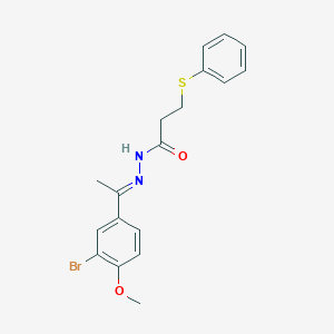 molecular formula C18H19BrN2O2S B3915676 N-[(E)-1-(3-bromo-4-methoxyphenyl)ethylideneamino]-3-phenylsulfanylpropanamide 