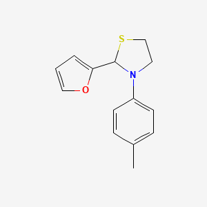 molecular formula C14H15NOS B3915692 2-(Furan-2-yl)-3-(4-methylphenyl)-1,3-thiazolidine CAS No. 6148-50-1
