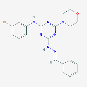 molecular formula C20H20BrN7O B391589 Benzaldehyde [4-(3-bromoanilino)-6-(4-morpholinyl)-1,3,5-triazin-2-yl]hydrazone 