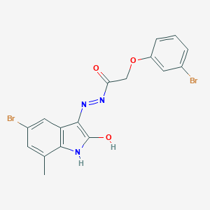 molecular formula C17H13Br2N3O3 B391605 N'-(5-bromo-7-methyl-2-oxo-1,2-dihydro-3H-indol-3-ylidene)-2-(3-bromophenoxy)acetohydrazide 