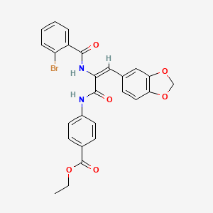 molecular formula C26H21BrN2O6 B3916087 ethyl 4-[[(E)-3-(1,3-benzodioxol-5-yl)-2-[(2-bromobenzoyl)amino]prop-2-enoyl]amino]benzoate 