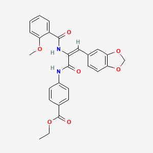 molecular formula C27H24N2O7 B3916136 ethyl 4-[[(E)-3-(1,3-benzodioxol-5-yl)-2-[(2-methoxybenzoyl)amino]prop-2-enoyl]amino]benzoate 