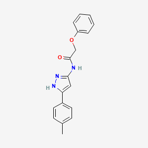 molecular formula C18H17N3O2 B3916146 N-[5-(4-methylphenyl)-1H-pyrazol-3-yl]-2-phenoxyacetamide 
