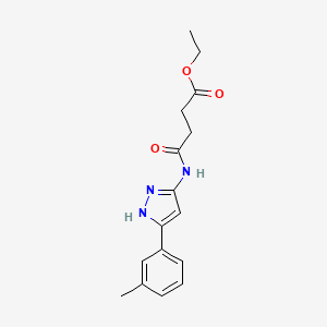 molecular formula C16H19N3O3 B3916160 ethyl 4-[[5-(3-methylphenyl)-1H-pyrazol-3-yl]amino]-4-oxobutanoate 