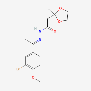 molecular formula C15H19BrN2O4 B3916214 N-[(E)-1-(3-bromo-4-methoxyphenyl)ethylideneamino]-2-(2-methyl-1,3-dioxolan-2-yl)acetamide 