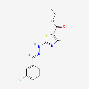 molecular formula C14H14ClN3O2S B3916263 ethyl 2-[(2E)-2-[(3-chlorophenyl)methylidene]hydrazinyl]-4-methyl-1,3-thiazole-5-carboxylate 