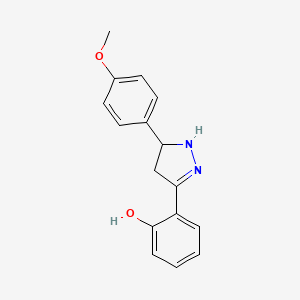 molecular formula C16H16N2O2 B3916291 Phenol, 2-[4,5-dihydro-5-(4-methoxyphenyl)-1H-pyrazol-3-yl]- CAS No. 55370-75-7