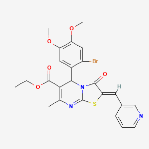 molecular formula C24H22BrN3O5S B3916370 ethyl (2Z)-5-(2-bromo-4,5-dimethoxyphenyl)-7-methyl-3-oxo-2-(pyridin-3-ylmethylidene)-5H-[1,3]thiazolo[3,2-a]pyrimidine-6-carboxylate 