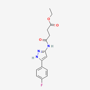 molecular formula C15H16FN3O3 B3916546 ethyl 4-[[5-(4-fluorophenyl)-1H-pyrazol-3-yl]amino]-4-oxobutanoate 