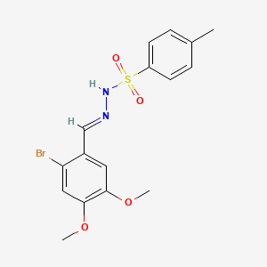 molecular formula C16H17BrN2O4S B3916569 N'~1~-[(E)-1-(2-BROMO-4,5-DIMETHOXYPHENYL)METHYLIDENE]-4-METHYL-1-BENZENESULFONOHYDRAZIDE 
