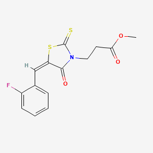 molecular formula C14H12FNO3S2 B3916805 methyl 3-[(5E)-5-(2-fluorobenzylidene)-4-oxo-2-thioxo-1,3-thiazolidin-3-yl]propanoate 