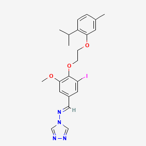 molecular formula C22H25IN4O3 B3916922 N-{3-iodo-4-[2-(2-isopropyl-5-methylphenoxy)ethoxy]-5-methoxybenzylidene}-4H-1,2,4-triazol-4-amine 
