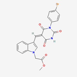 molecular formula C22H16BrN3O5 B3916959 methyl (3-{(E)-[1-(4-bromophenyl)-2,4,6-trioxotetrahydropyrimidin-5(2H)-ylidene]methyl}-1H-indol-1-yl)acetate 