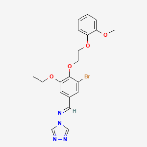 molecular formula C20H21BrN4O4 B3916997 N-[(E)-{3-bromo-5-ethoxy-4-[2-(2-methoxyphenoxy)ethoxy]phenyl}methylidene]-4H-1,2,4-triazol-4-amine 