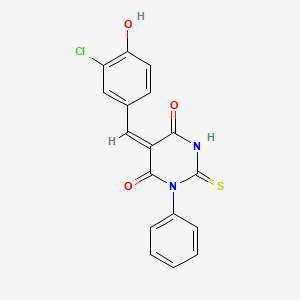 molecular formula C17H11ClN2O3S B3917047 (5E)-5-(3-chloro-4-hydroxybenzylidene)-1-phenyl-2-thioxodihydropyrimidine-4,6(1H,5H)-dione 