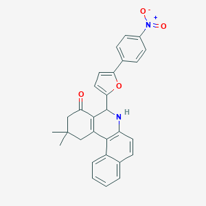 molecular formula C29H24N2O4 B391708 2,2-DIMETHYL-5-[5-(4-NITROPHENYL)FURAN-2-YL]-1H,2H,3H,4H,5H,6H-BENZO[A]PHENANTHRIDIN-4-ONE 