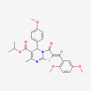 molecular formula C27H28N2O6S B3917137 propan-2-yl (2Z)-2-(2,5-dimethoxybenzylidene)-5-(4-methoxyphenyl)-7-methyl-3-oxo-2,3-dihydro-5H-[1,3]thiazolo[3,2-a]pyrimidine-6-carboxylate 