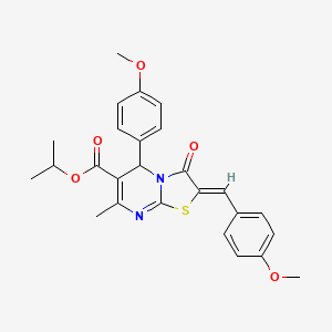 molecular formula C26H26N2O5S B3917162 propan-2-yl (2Z)-2-(4-methoxybenzylidene)-5-(4-methoxyphenyl)-7-methyl-3-oxo-2,3-dihydro-5H-[1,3]thiazolo[3,2-a]pyrimidine-6-carboxylate 