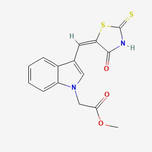molecular formula C15H12N2O3S2 B3917202 methyl 2-[3-[(E)-(4-oxo-2-sulfanylidene-1,3-thiazolidin-5-ylidene)methyl]indol-1-yl]acetate 