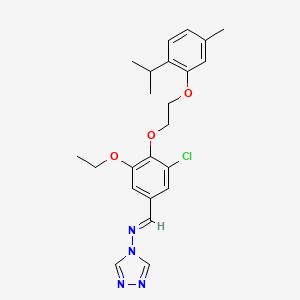 molecular formula C23H27ClN4O3 B3917353 N-[(E)-(3-chloro-5-ethoxy-4-{2-[5-methyl-2-(propan-2-yl)phenoxy]ethoxy}phenyl)methylidene]-4H-1,2,4-triazol-4-amine 