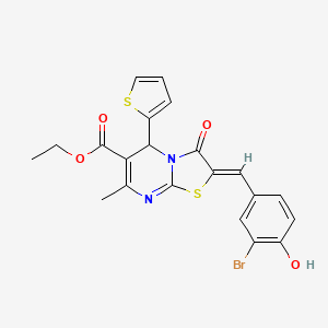 molecular formula C21H17BrN2O4S2 B3917425 Ethyl 2-[(3-bromo-4-hydroxyphenyl)methylidene]-7-methyl-3-oxo-5-(thiophen-2-yl)-2,3-dihydro-5H-[1,3]thiazolo[3,2-a]pyrimidine-6-carboxylate CAS No. 6173-07-5