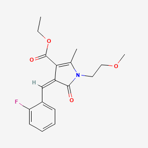 molecular formula C18H20FNO4 B3917454 ETHYL (4Z)-4-[(2-FLUOROPHENYL)METHYLIDENE]-1-(2-METHOXYETHYL)-2-METHYL-5-OXO-4,5-DIHYDRO-1H-PYRROLE-3-CARBOXYLATE 