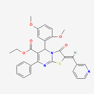 molecular formula C29H25N3O5S B3917460 ethyl (2Z)-5-(2,5-dimethoxyphenyl)-3-oxo-7-phenyl-2-(pyridin-3-ylmethylidene)-5H-[1,3]thiazolo[3,2-a]pyrimidine-6-carboxylate 
