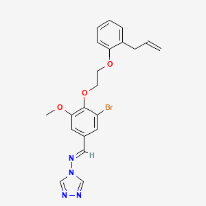 molecular formula C21H21BrN4O3 B3917466 N-[(E)-(3-bromo-5-methoxy-4-{2-[2-(prop-2-en-1-yl)phenoxy]ethoxy}phenyl)methylidene]-4H-1,2,4-triazol-4-amine 