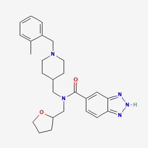 molecular formula C26H33N5O2 B3917781 N-[[1-[(2-methylphenyl)methyl]piperidin-4-yl]methyl]-N-(oxolan-2-ylmethyl)-2H-benzotriazole-5-carboxamide 