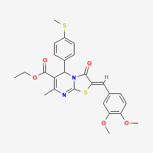 molecular formula C26H26N2O5S2 B3917862 ethyl (2Z)-2-[(3,4-dimethoxyphenyl)methylidene]-7-methyl-5-(4-methylsulfanylphenyl)-3-oxo-5H-[1,3]thiazolo[3,2-a]pyrimidine-6-carboxylate 