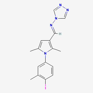 molecular formula C16H16IN5 B3918064 N-{(E)-[1-(4-iodo-3-methylphenyl)-2,5-dimethyl-1H-pyrrol-3-yl]methylidene}-4H-1,2,4-triazol-4-amine 