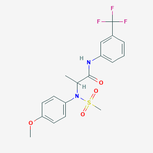 molecular formula C18H19F3N2O4S B3918099 N~2~-(4-methoxyphenyl)-N~2~-(methylsulfonyl)-N-[3-(trifluoromethyl)phenyl]alaninamide 