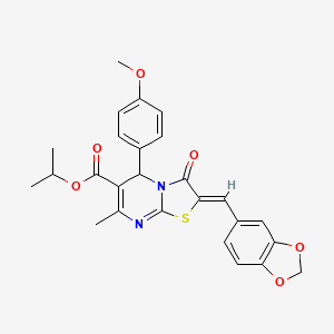 molecular formula C26H24N2O6S B3918129 propan-2-yl (2Z)-2-(1,3-benzodioxol-5-ylmethylidene)-5-(4-methoxyphenyl)-7-methyl-3-oxo-2,3-dihydro-5H-[1,3]thiazolo[3,2-a]pyrimidine-6-carboxylate 