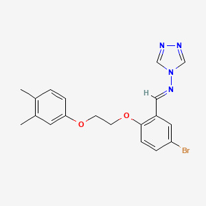 molecular formula C19H19BrN4O2 B3918210 N-[(E)-{5-bromo-2-[2-(3,4-dimethylphenoxy)ethoxy]phenyl}methylidene]-4H-1,2,4-triazol-4-amine 
