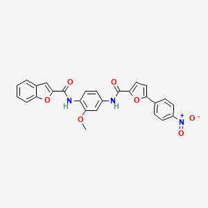 molecular formula C27H19N3O7 B3918312 N-{2-METHOXY-4-[5-(4-NITROPHENYL)FURAN-2-AMIDO]PHENYL}-1-BENZOFURAN-2-CARBOXAMIDE 